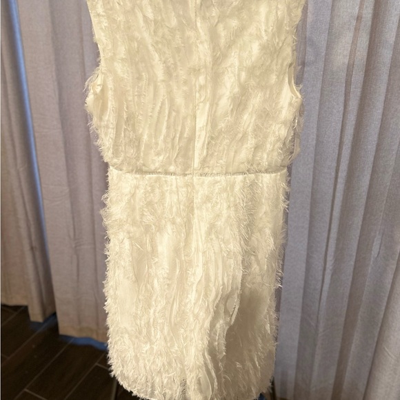 Lapis‎ Cream soft Sheath Dress Sleeveless Crew Neck with fringe/ tulle de… - Picture 5 of 6